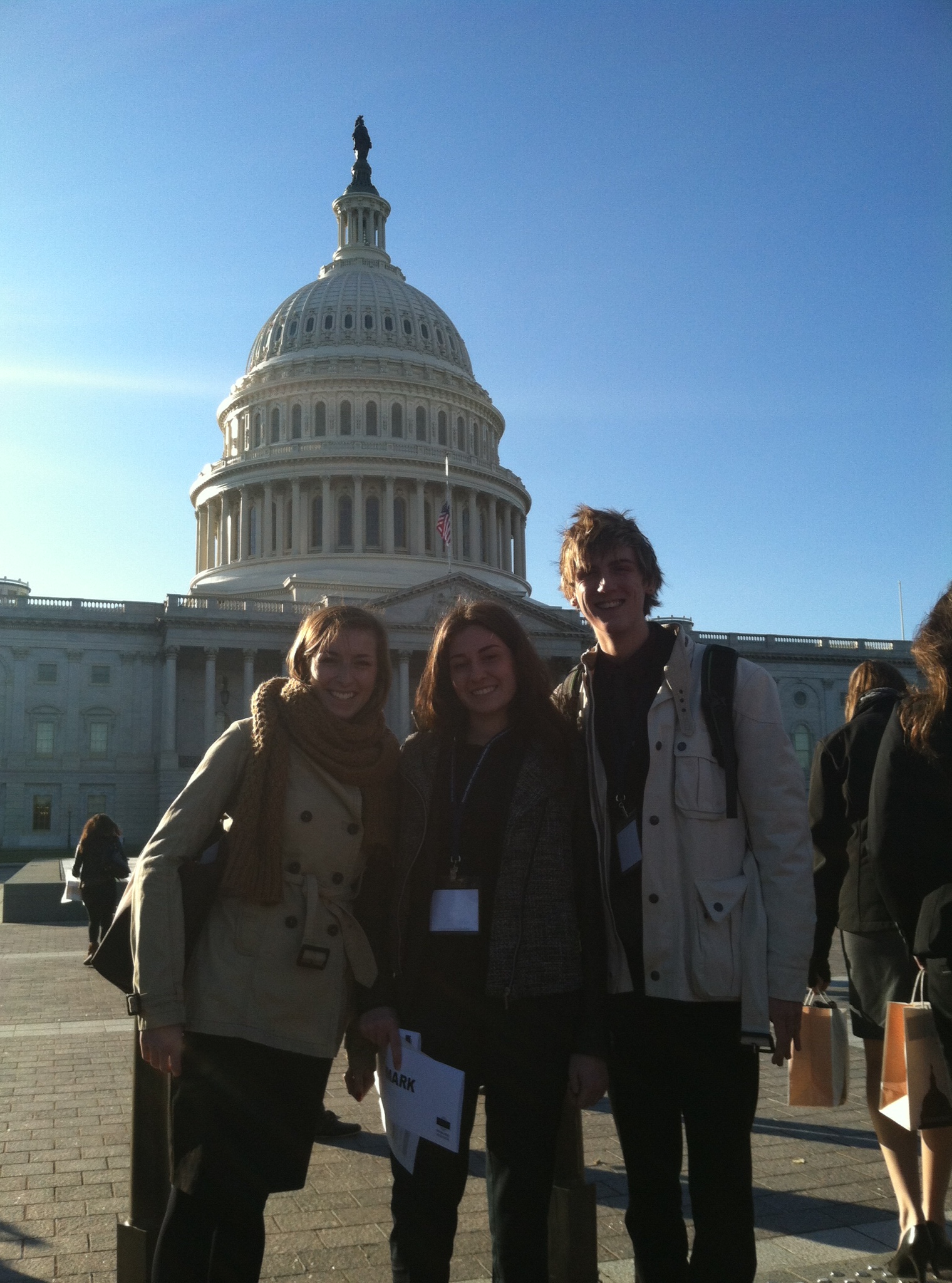 Kyla Korvne, Jessie Meredith and Cayman Mitchell, Pace University New York City Model UN students visiting Congress while at the 2013 National Model UN conference in Washington DC.