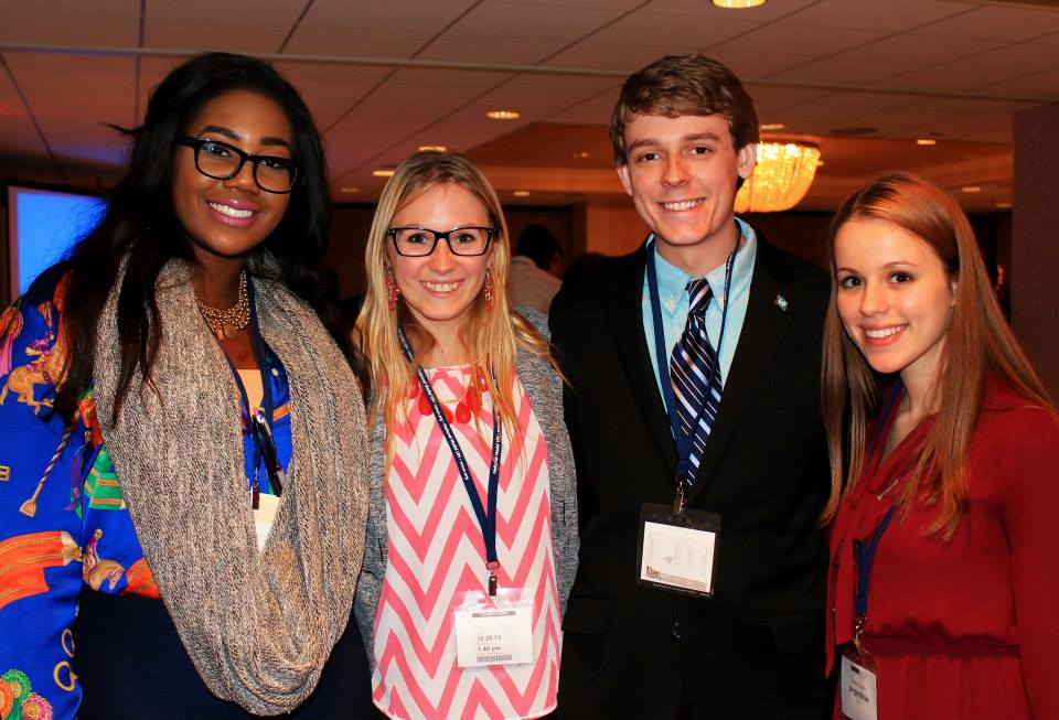 Pace University New York City student Lindita Capric '17 (right) with other delegates in a simulation of the UN General Assembly Second Committee at the 2013 National Model UN conference in Washington DC.