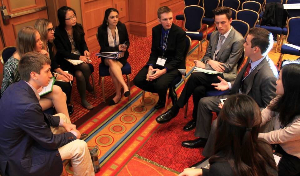 Priya Sakaria '17 negotiating policy solutions to refugee crises at the 2014 National Model UN conference in Washington DC.