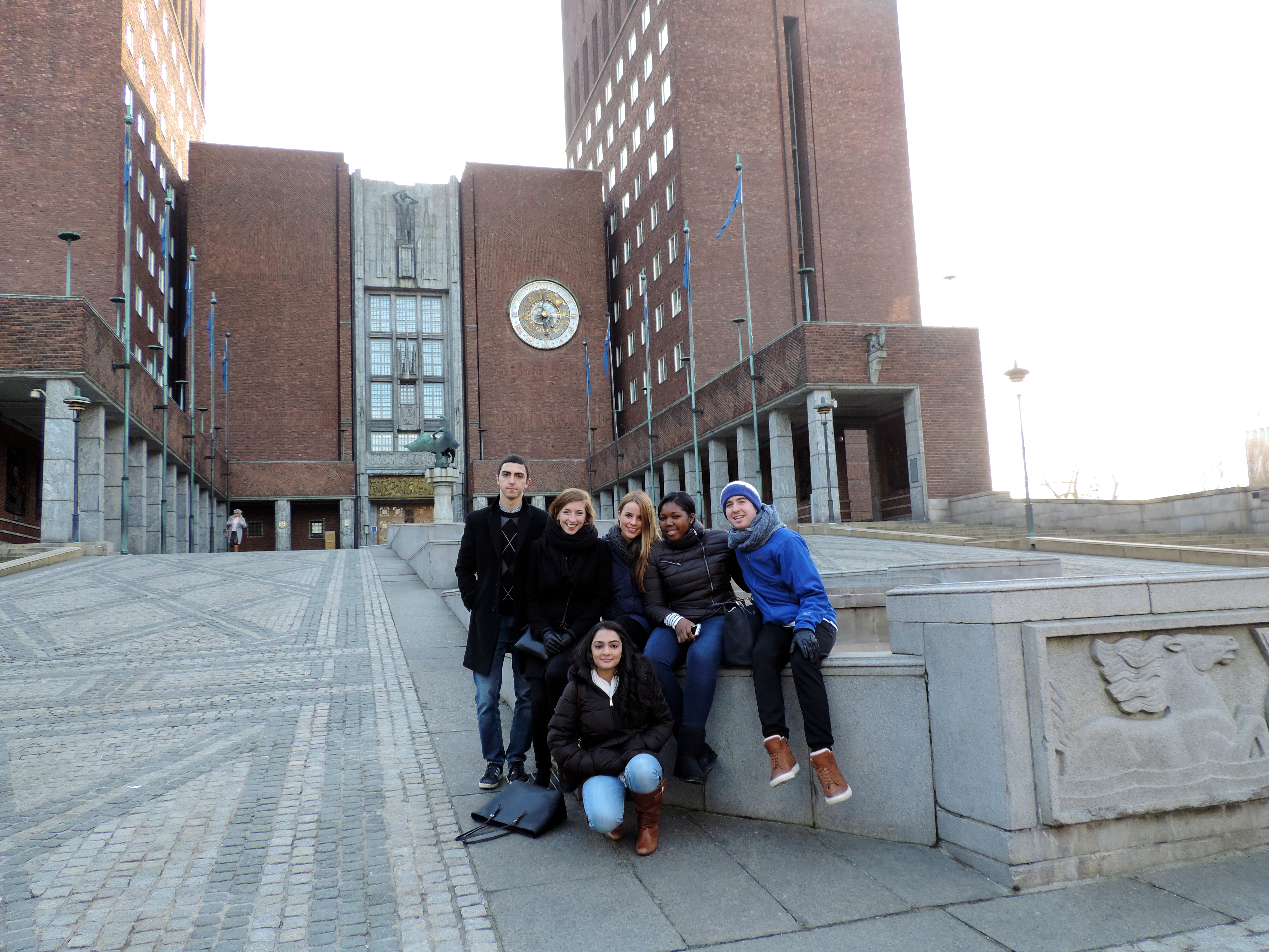 Pace New York City Model UN students visit Oslo City Hall while attending the 2015 OsloMUN conference in Norway. 