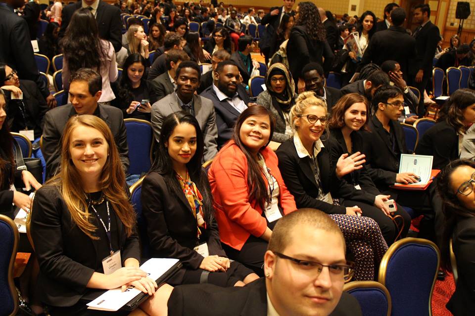 Pace University New York City Model UN students await the closing ceremony of the 2015 National Model UN conference in Washington DC.